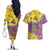 Mardi Gras Is In Our Soul Couples Matching Off The Shoulder Long Sleeve Dress and Hawaiian Shirt Glitter Style