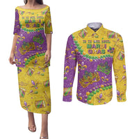 Mardi Gras Is In Our Soul Couples Matching Puletasi and Long Sleeve Button Shirt Glitter Style