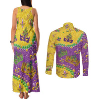 Mardi Gras Is In Our Soul Couples Matching Tank Maxi Dress and Long Sleeve Button Shirt Glitter Style