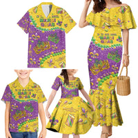 Mardi Gras Is In Our Soul Family Matching Mermaid Dress and Hawaiian Shirt Glitter Style