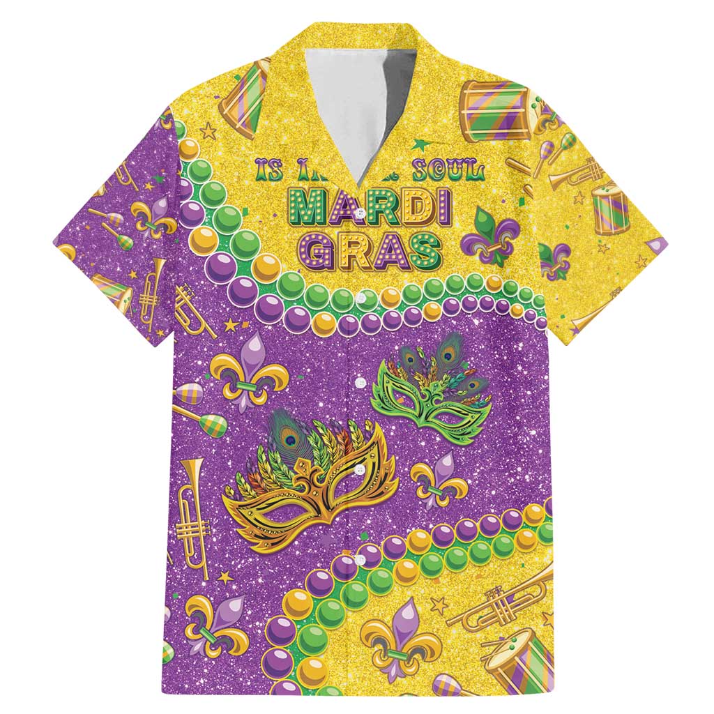 Mardi Gras Is In Our Soul Family Matching Mermaid Dress and Hawaiian Shirt Glitter Style