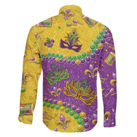 Mardi Gras Is In Our Soul Family Matching Off The Shoulder Long Sleeve Dress and Hawaiian Shirt Glitter Style