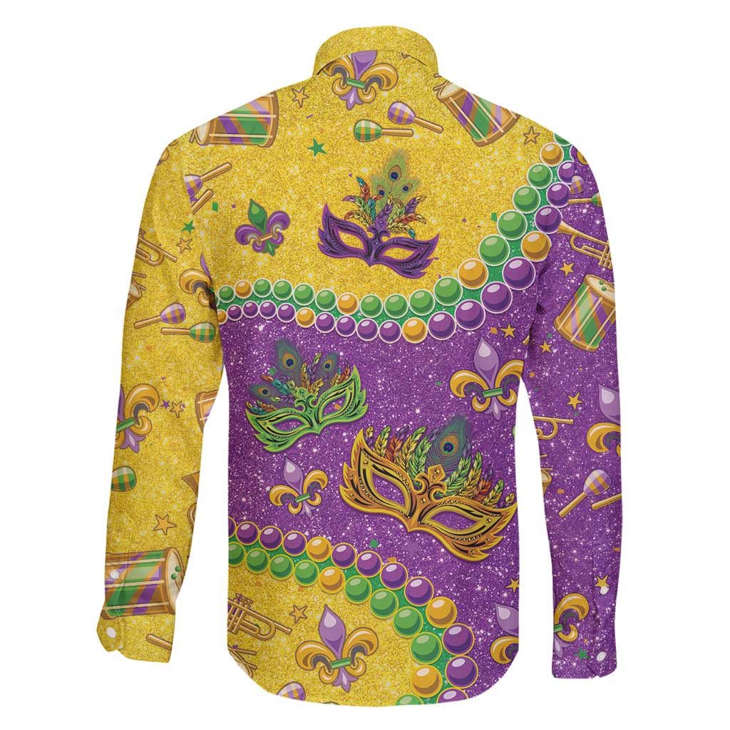Mardi Gras Is In Our Soul Family Matching Off Shoulder Maxi Dress and Hawaiian Shirt Glitter Style