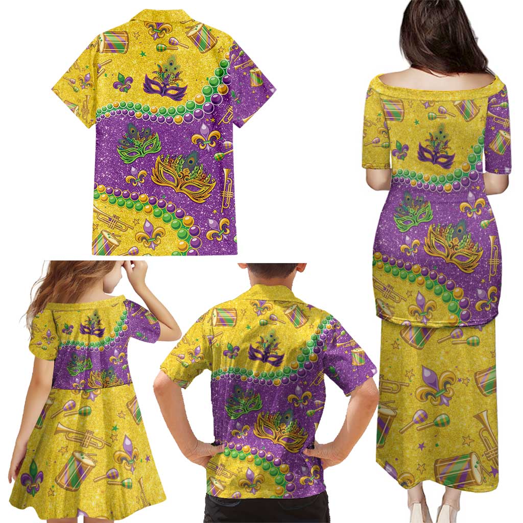 Mardi Gras Is In Our Soul Family Matching Puletasi and Hawaiian Shirt Glitter Style