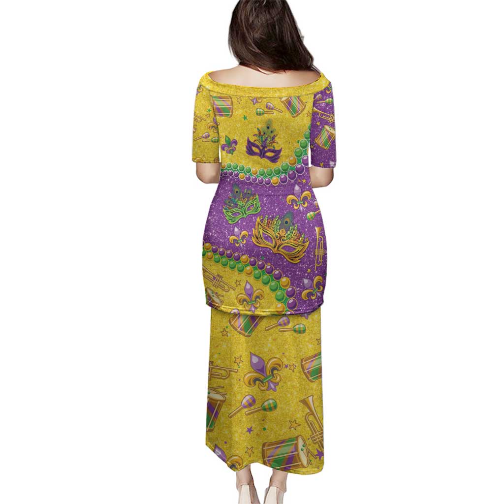 Mardi Gras Is In Our Soul Family Matching Puletasi and Hawaiian Shirt Glitter Style