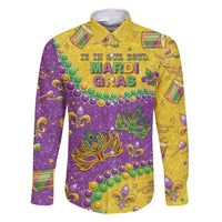Mardi Gras Is In Our Soul Family Matching Short Sleeve Bodycon Dress and Hawaiian Shirt Glitter Style