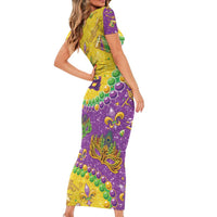 Mardi Gras Is In Our Soul Family Matching Short Sleeve Bodycon Dress and Hawaiian Shirt Glitter Style