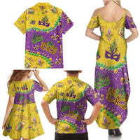 Mardi Gras Is In Our Soul Family Matching Summer Maxi Dress and Hawaiian Shirt Glitter Style
