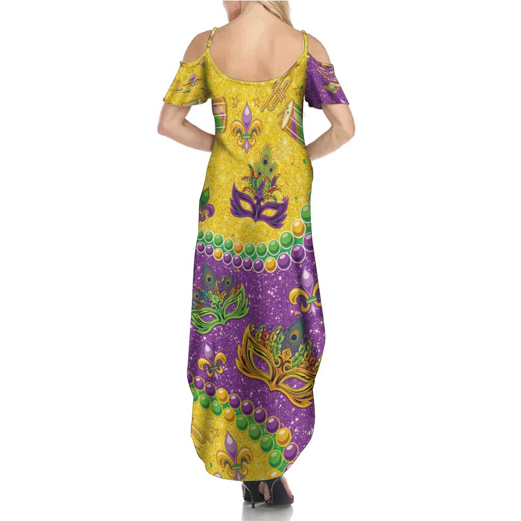 Mardi Gras Is In Our Soul Family Matching Summer Maxi Dress and Hawaiian Shirt Glitter Style