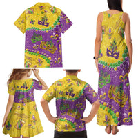 Mardi Gras Is In Our Soul Family Matching Tank Maxi Dress and Hawaiian Shirt Glitter Style