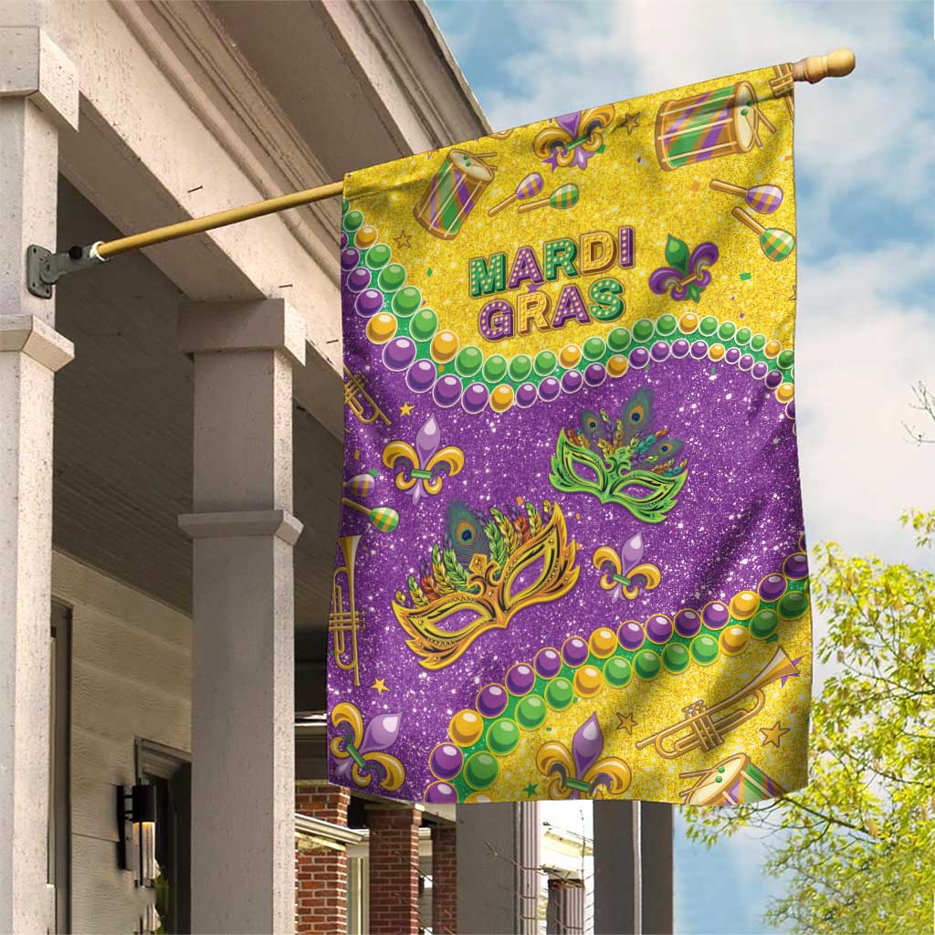 Mardi Gras Is In Our Soul Garden Flag Glitter Style