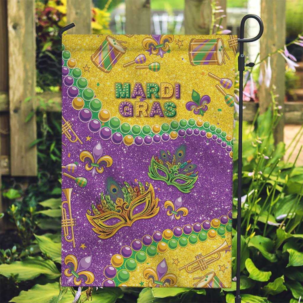 Mardi Gras Is In Our Soul Garden Flag Glitter Style