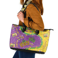 Mardi Gras Is In Our Soul Leather Tote Bag Glitter Style