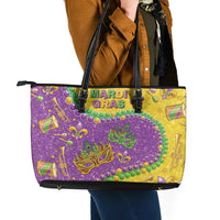 Mardi Gras Is In Our Soul Leather Tote Bag Glitter Style