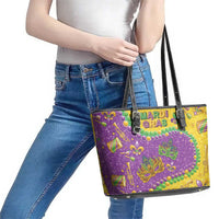 Mardi Gras Is In Our Soul Leather Tote Bag Glitter Style