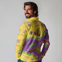 Mardi Gras Is In Our Soul Long Sleeve Polo Shirt Glitter Style