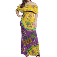 Mardi Gras Is In Our Soul Off Shoulder Maxi Dress Glitter Style