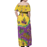 Mardi Gras Is In Our Soul Off Shoulder Maxi Dress Glitter Style