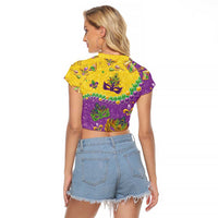 Mardi Gras Is In Our Soul Raglan Cropped T Shirt Glitter Style LT05 - Wonder Print Shop
