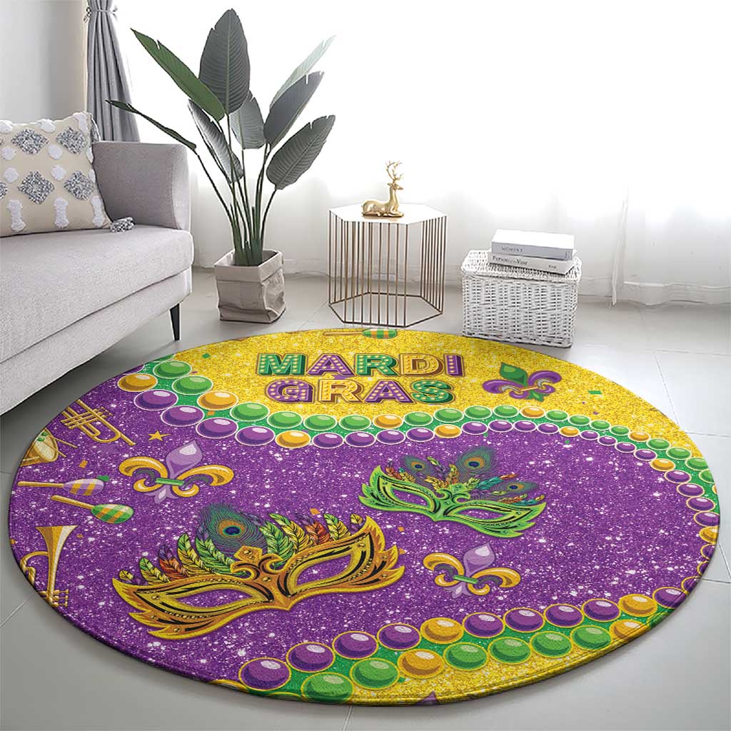 Mardi Gras Is In Our Soul Round Carpet Glitter Style LT05 - Wonder Print Shop