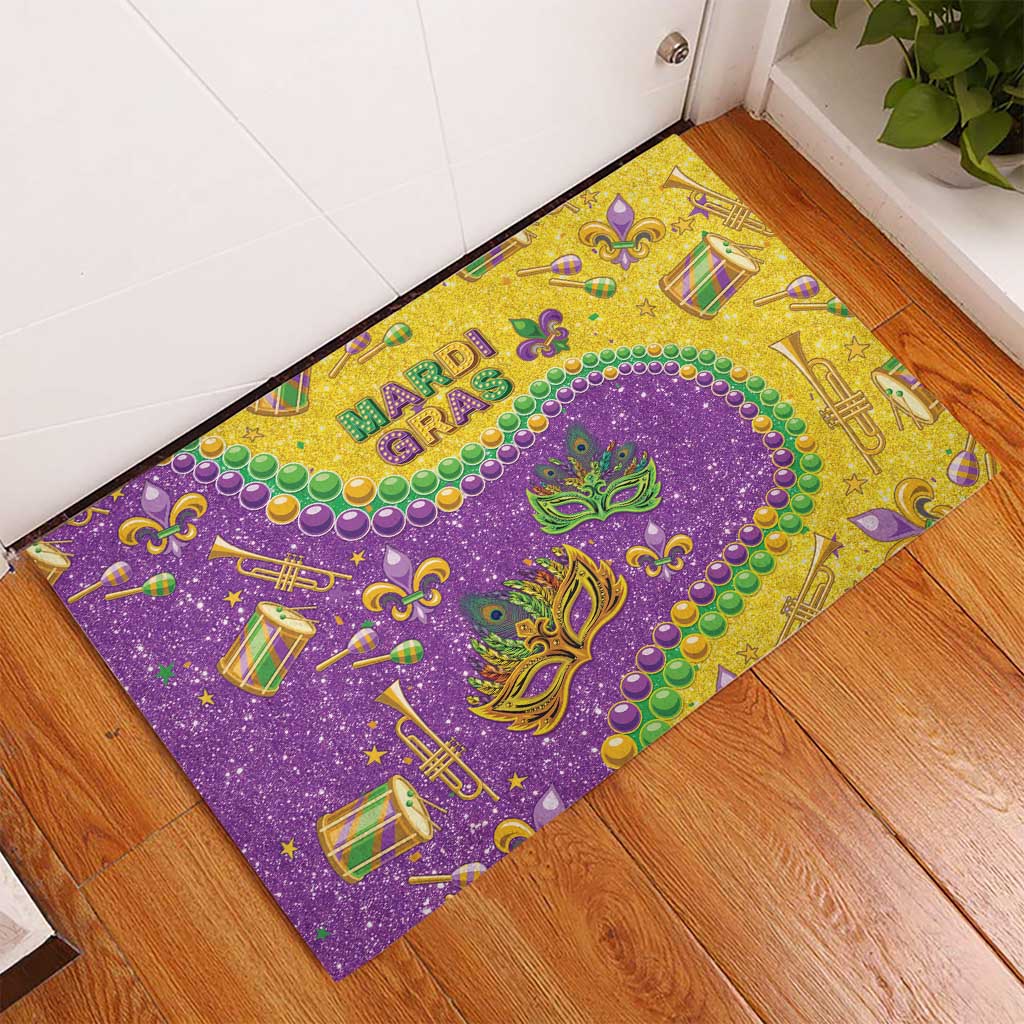 Mardi Gras Is In Our Soul Rubber Doormat Glitter Style LT05 - Wonder Print Shop