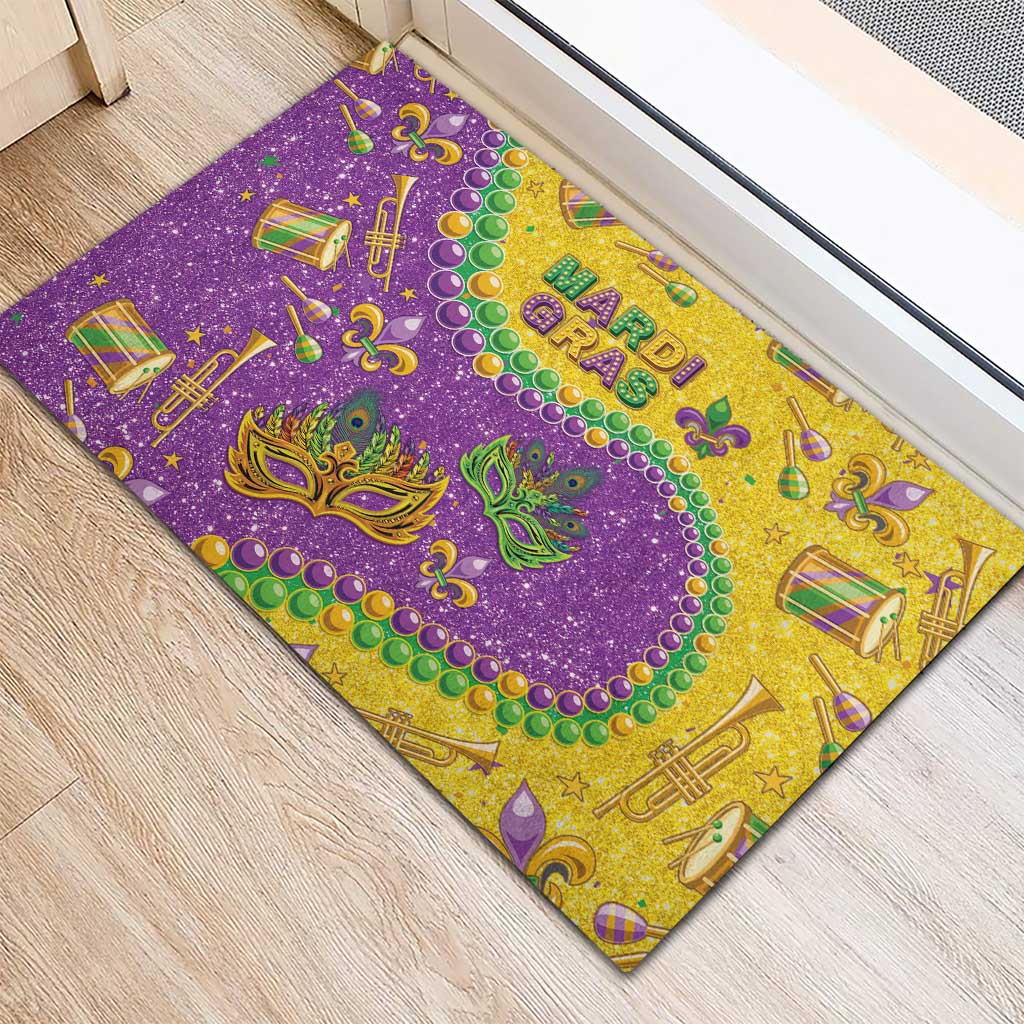 Mardi Gras Is In Our Soul Rubber Doormat Glitter Style LT05 - Wonder Print Shop