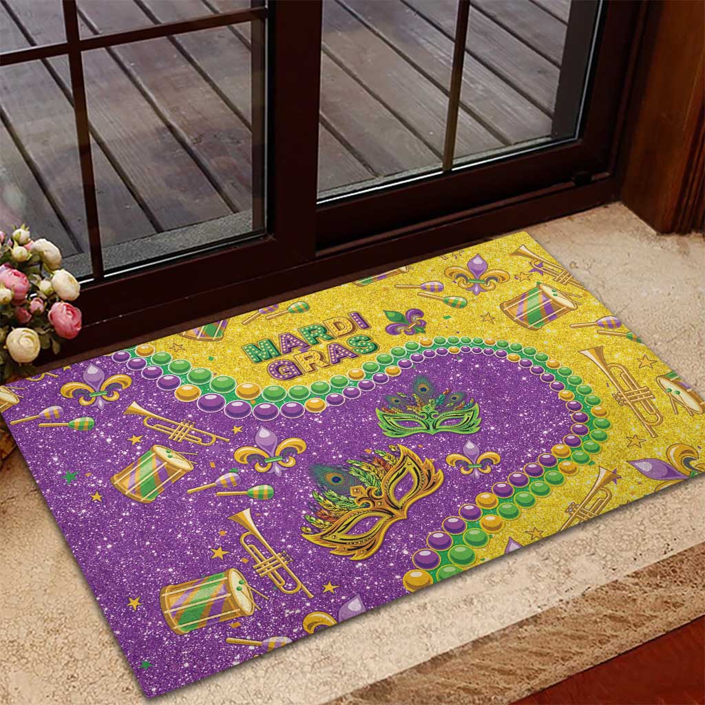Mardi Gras Is In Our Soul Rubber Doormat Glitter Style LT05 - Wonder Print Shop