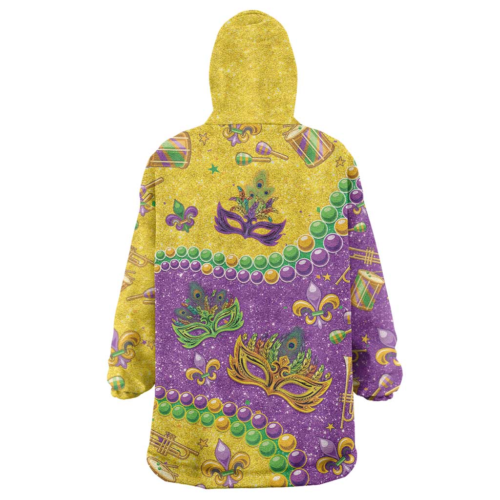 Mardi Gras Is In Our Soul Wearable Blanket Hoodie Glitter Style LT05 - Wonder Print Shop