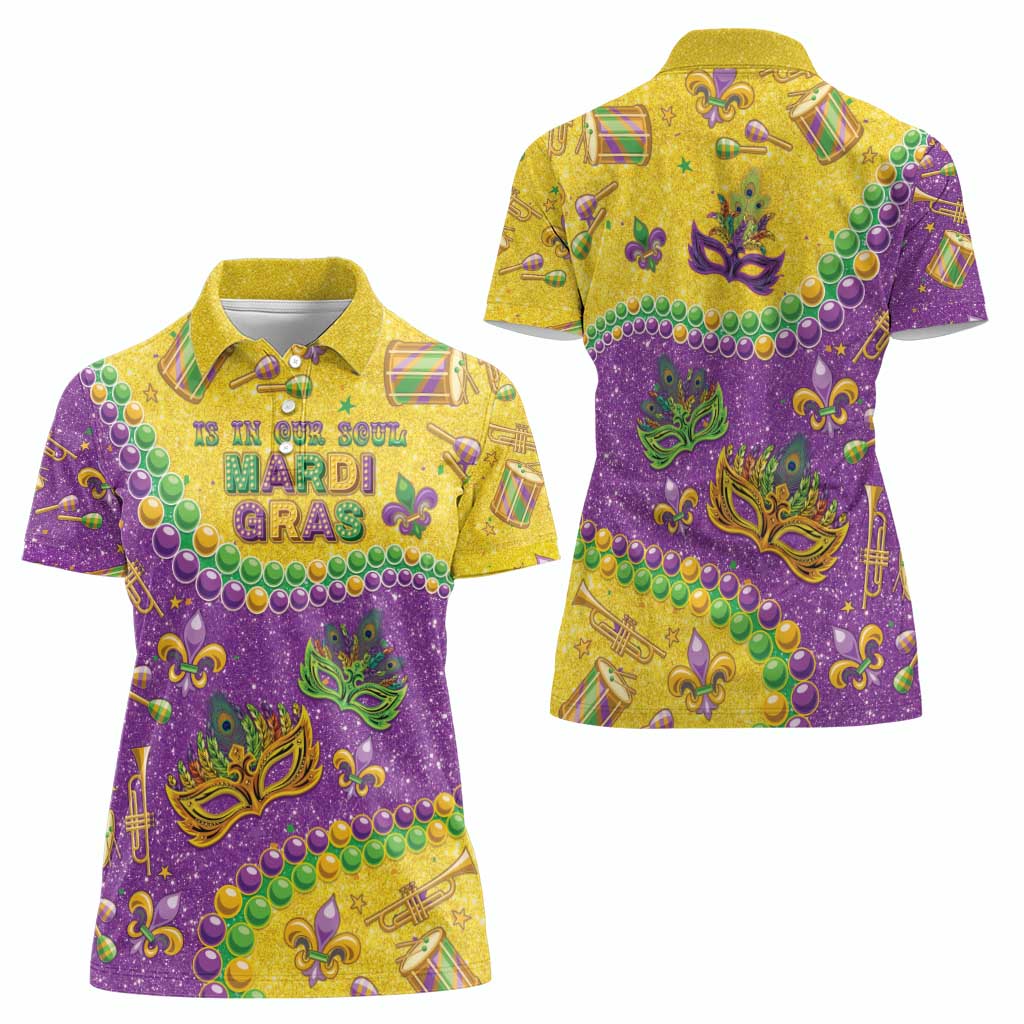 Mardi Gras Is In Our Soul Women Polo Shirt Glitter Style LT05 - Wonder Print Shop