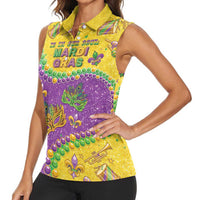 Mardi Gras Is In Our Soul Women Sleeveless Polo Shirt Glitter Style LT05 - Wonder Print Shop