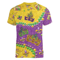 Mardi Gras Is In Our Soul Women V-Neck T-Shirt Glitter Style LT05 - Wonder Print Shop