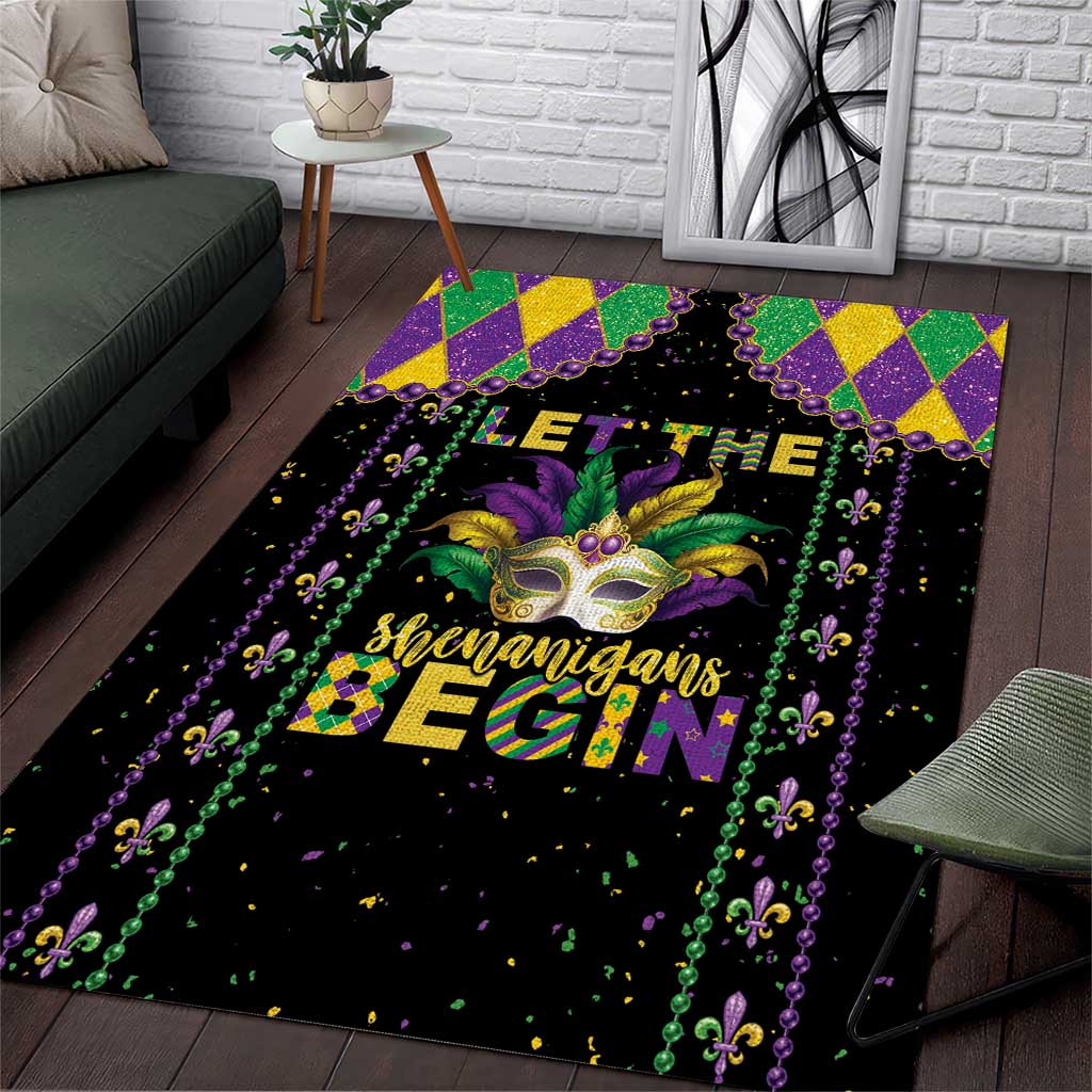 Funny Mardi Gras Area Rug Let The Shenanigans Begin