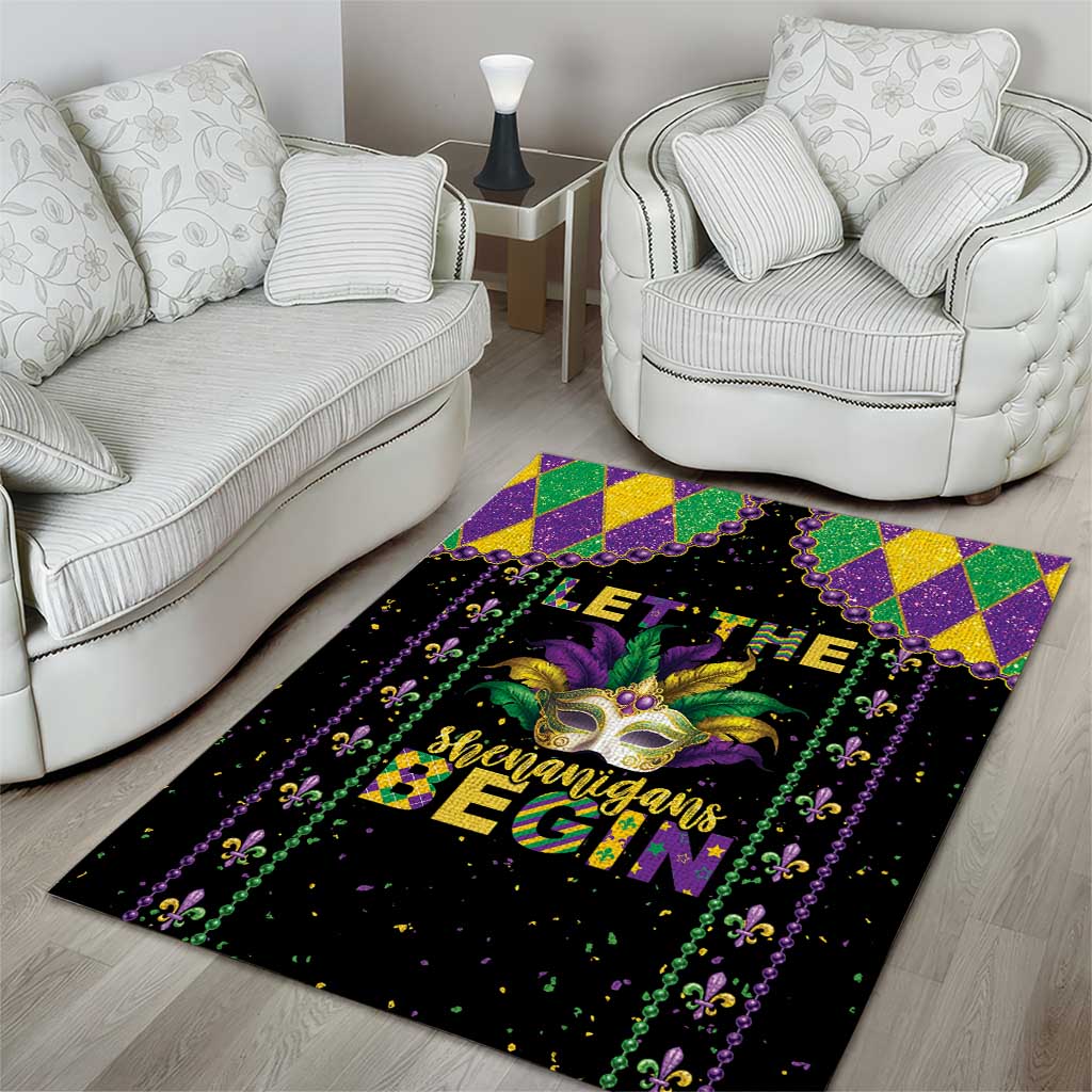 Funny Mardi Gras Area Rug Let The Shenanigans Begin