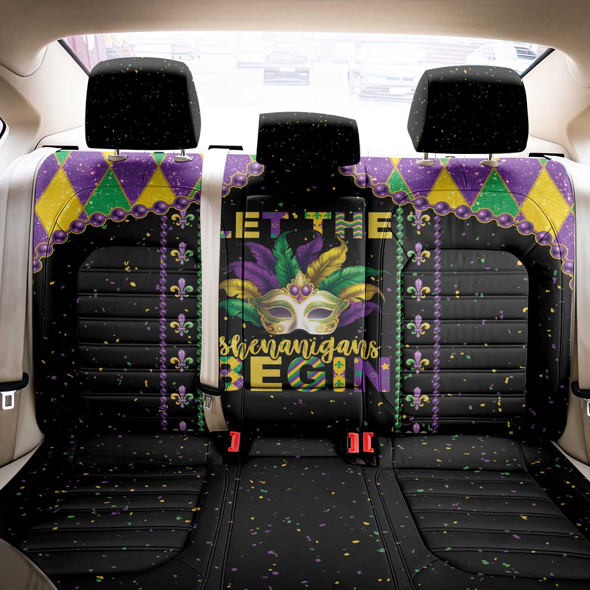 Funny Mardi Gras Back Car Seat Cover Let The Shenanigans Begin