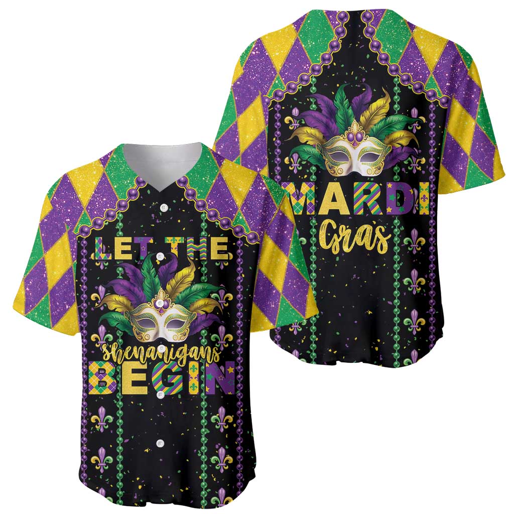 Funny Mardi Gras Baseball Jersey Let The Shenanigans Begin