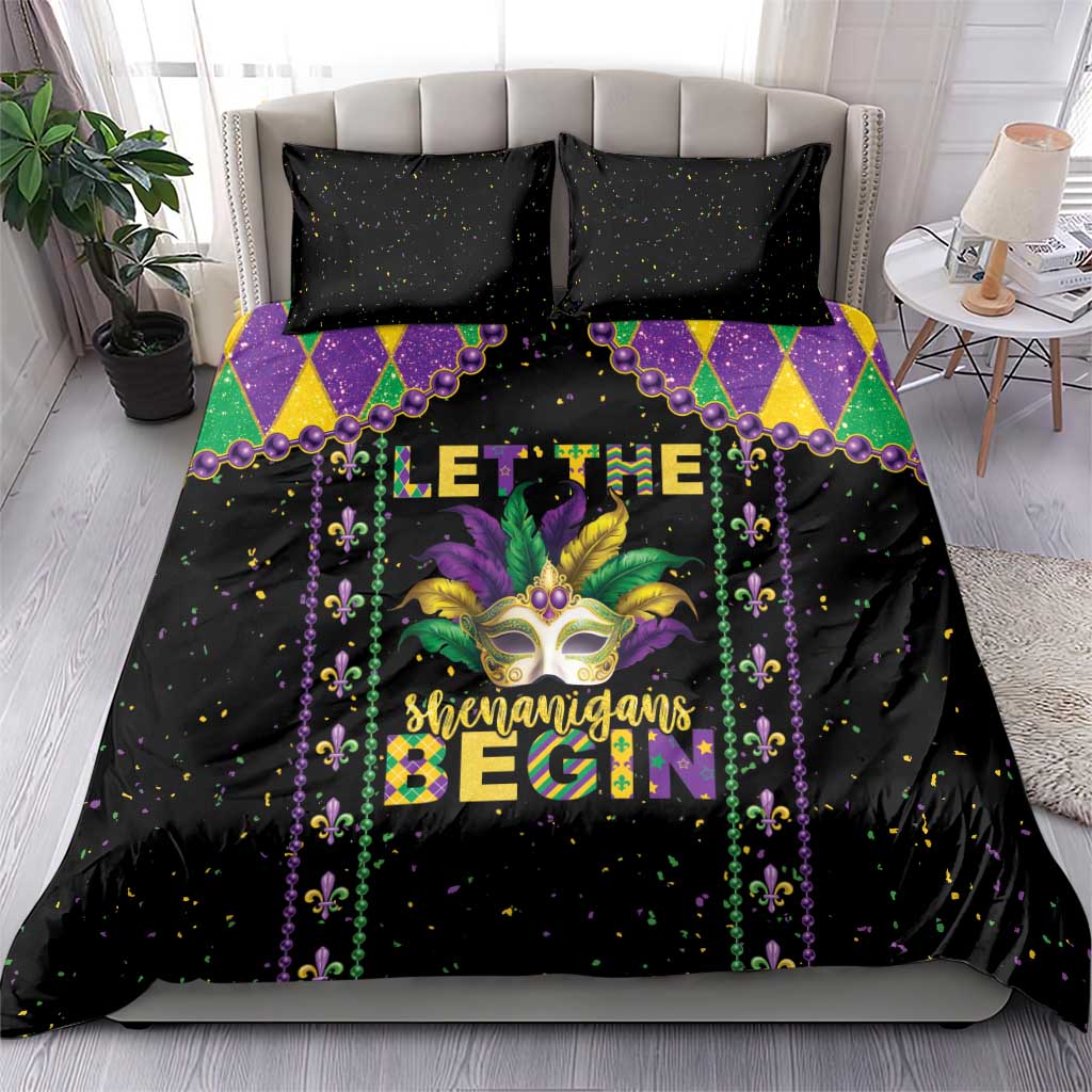 Funny Mardi Gras Bedding Set Let The Shenanigans Begin