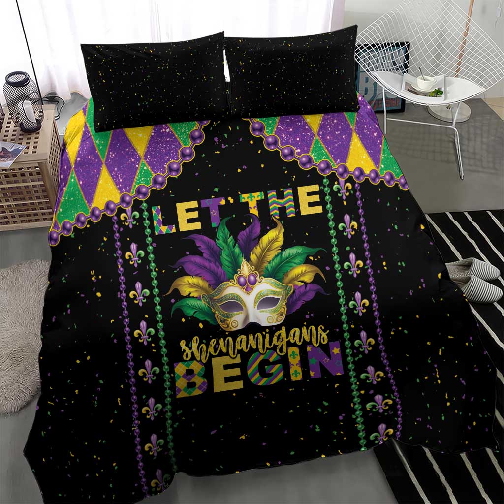 Funny Mardi Gras Bedding Set Let The Shenanigans Begin