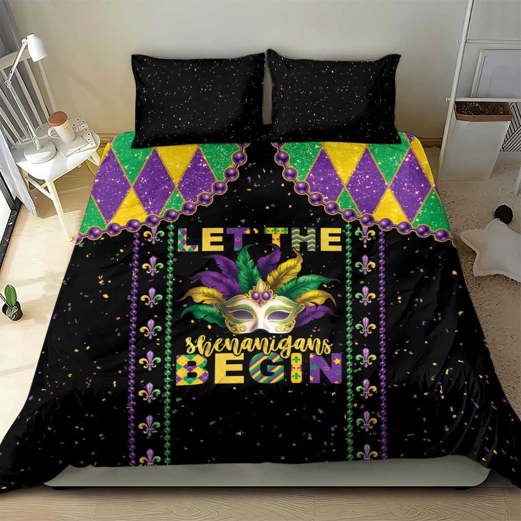 Funny Mardi Gras Bedding Set Let The Shenanigans Begin