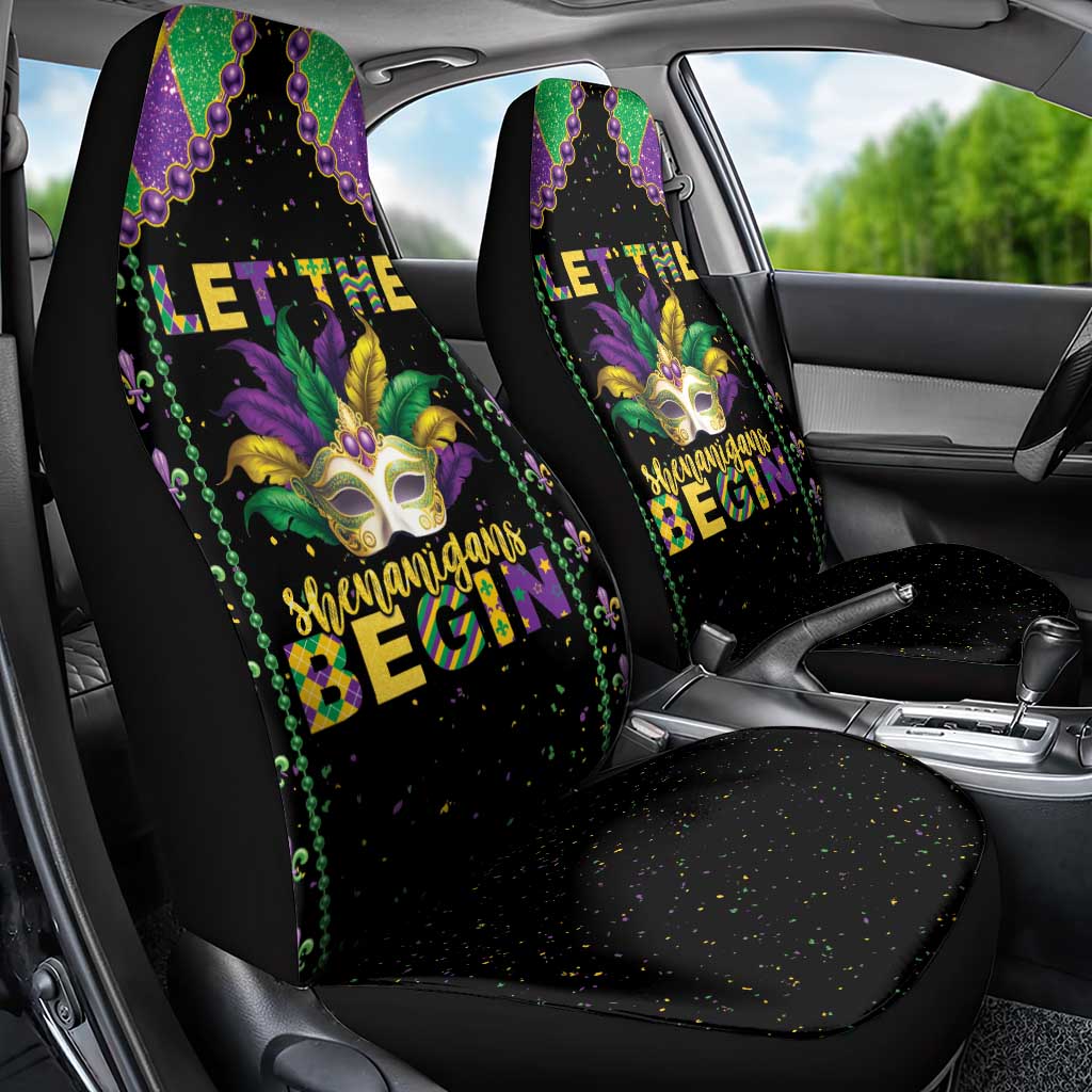 Funny Mardi Gras Car Seat Cover Let The Shenanigans Begin