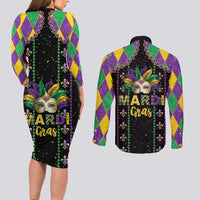 Funny Mardi Gras Couples Matching Long Sleeve Bodycon Dress and Long Sleeve Button Shirt Let The Shenanigans Begin