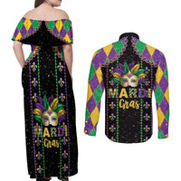 Funny Mardi Gras Couples Matching Off Shoulder Maxi Dress and Long Sleeve Button Shirt Let The Shenanigans Begin