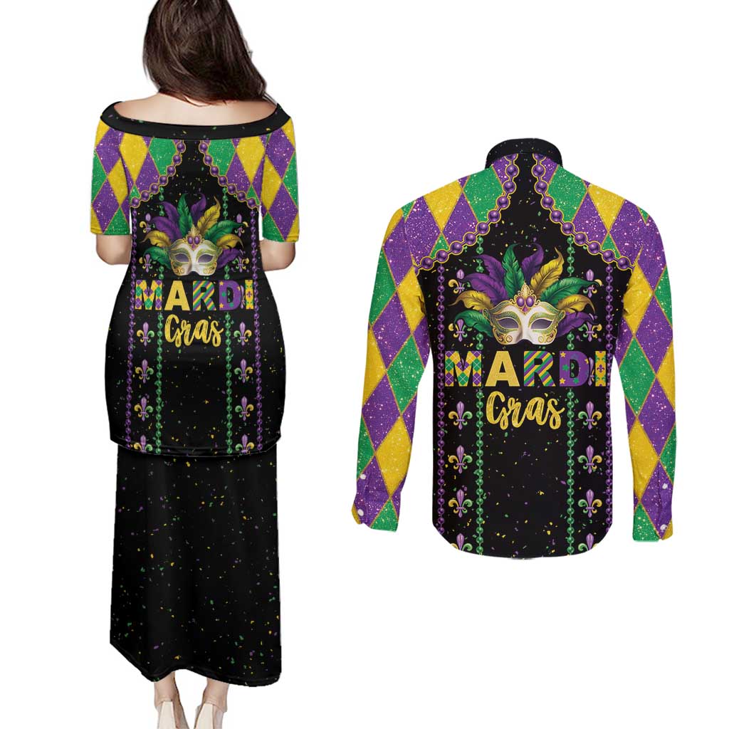 Funny Mardi Gras Couples Matching Puletasi and Long Sleeve Button Shirt Let The Shenanigans Begin