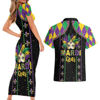 Funny Mardi Gras Couples Matching Short Sleeve Bodycon Dress and Hawaiian Shirt Let The Shenanigans Begin