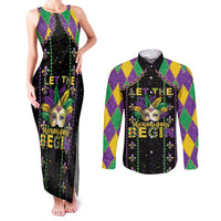 Funny Mardi Gras Couples Matching Tank Maxi Dress and Long Sleeve Button Shirt Let The Shenanigans Begin