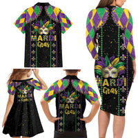 Funny Mardi Gras Family Matching Long Sleeve Bodycon Dress and Hawaiian Shirt Let The Shenanigans Begin