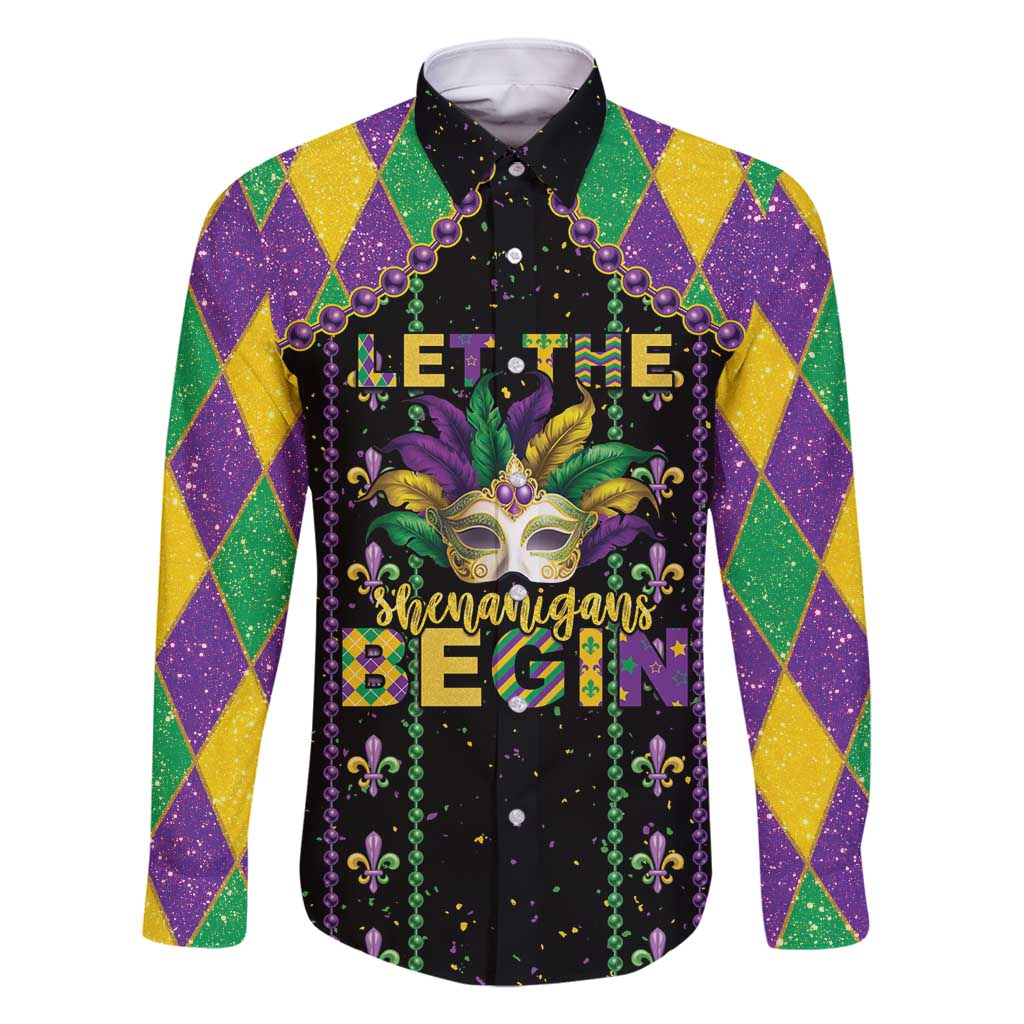 Funny Mardi Gras Family Matching Long Sleeve Bodycon Dress and Hawaiian Shirt Let The Shenanigans Begin
