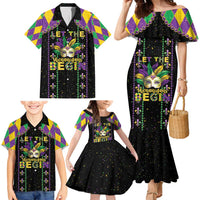 Funny Mardi Gras Family Matching Mermaid Dress and Hawaiian Shirt Let The Shenanigans Begin