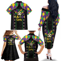 Funny Mardi Gras Family Matching Off The Shoulder Long Sleeve Dress and Hawaiian Shirt Let The Shenanigans Begin
