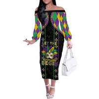 Funny Mardi Gras Family Matching Off The Shoulder Long Sleeve Dress and Hawaiian Shirt Let The Shenanigans Begin