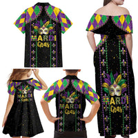 Funny Mardi Gras Family Matching Off Shoulder Maxi Dress and Hawaiian Shirt Let The Shenanigans Begin